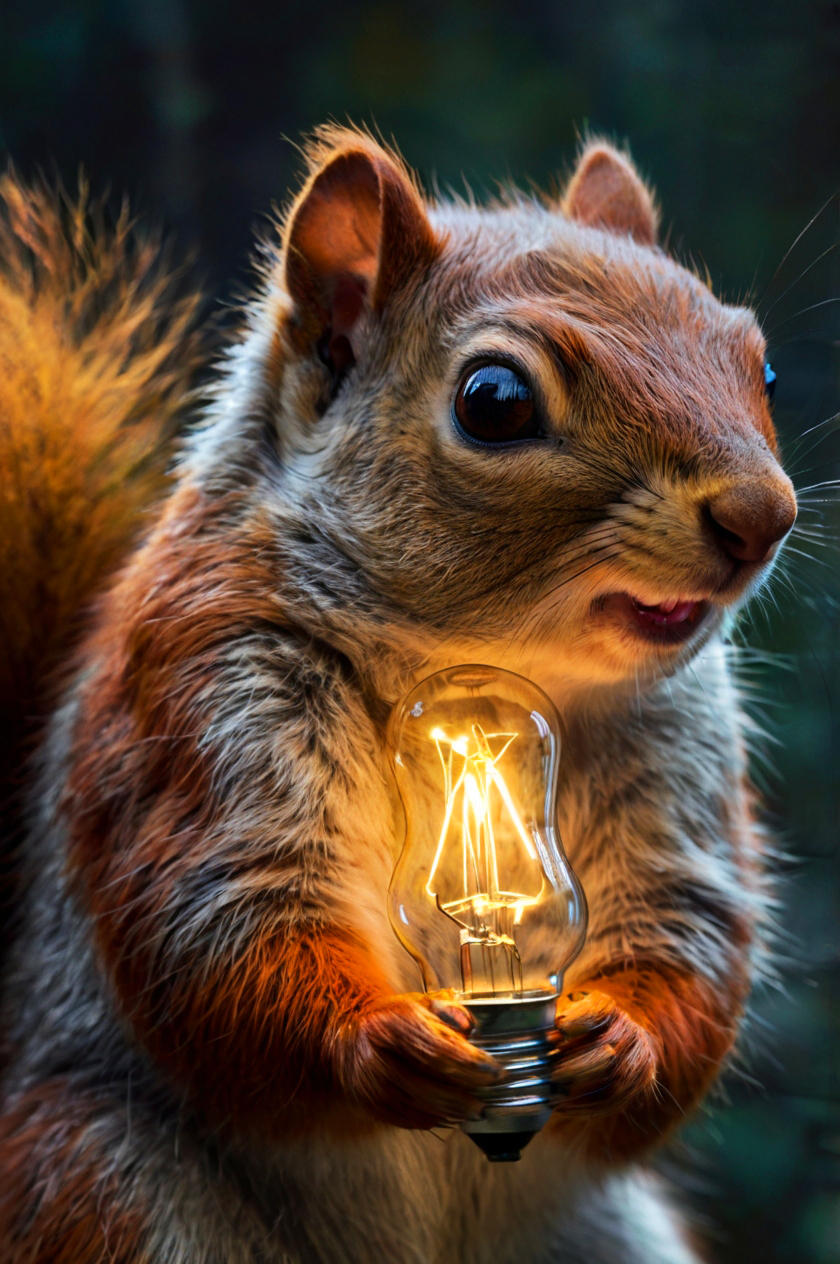 Wiewiórka z żarówką